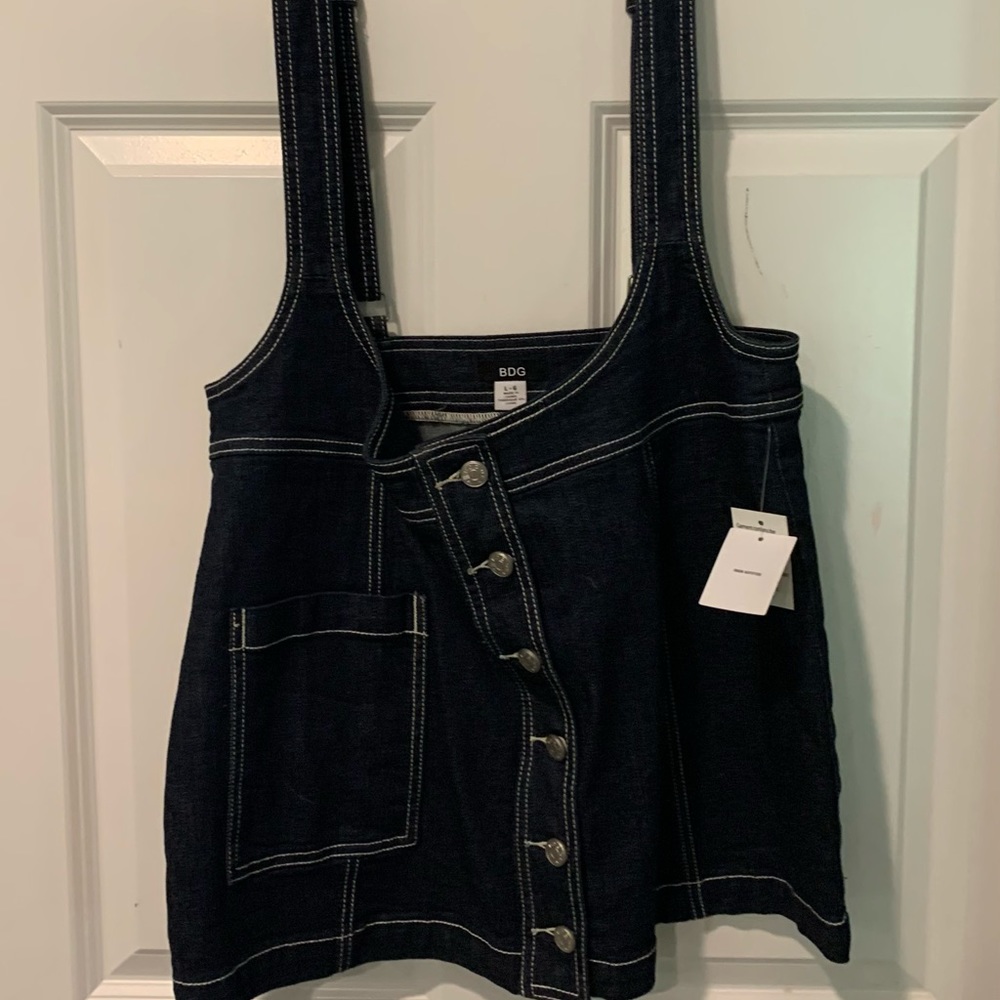 BDG NWT Denim button up mini skirt w attached suspenders from Urban Outfitters